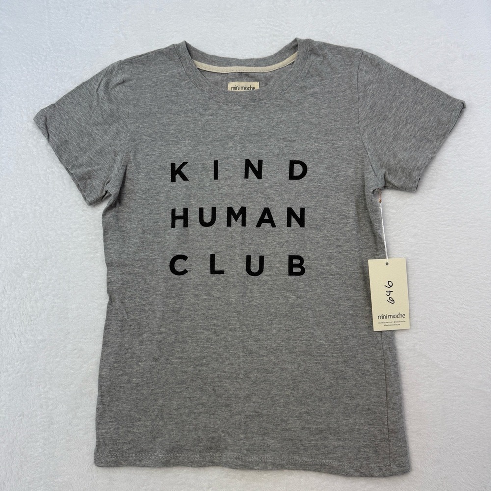 Mini Mioche T-Shirt Womens XS Grey Kind Organic Cotton Soft Sustainable Casual